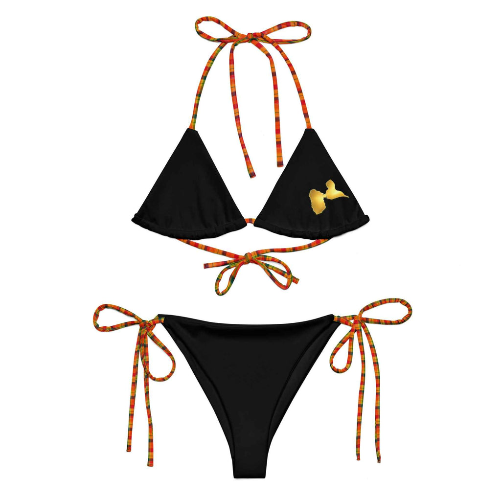 BIKINI NOIR À CORDON MADRAS GUADELOUPE - BLACK LEGACY STREETWEAR