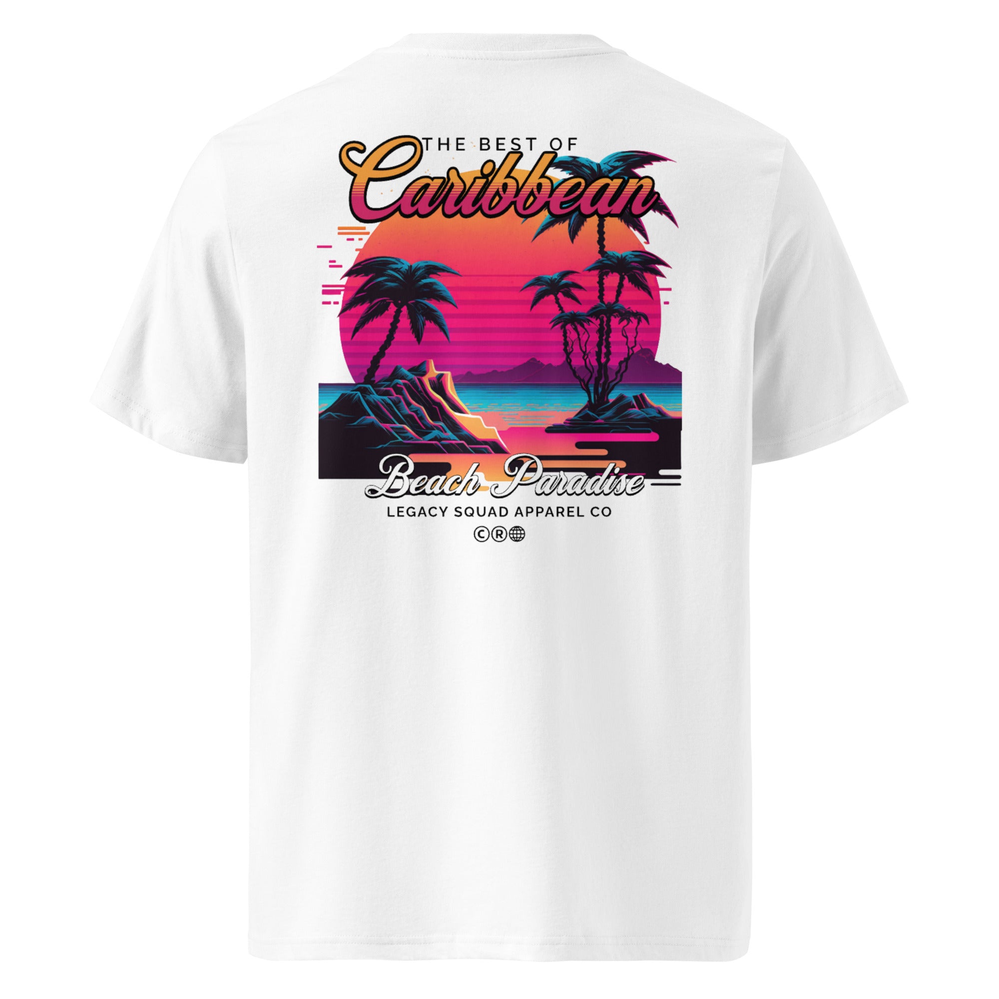 T-SHIRT UNISEXE BLANC CARIBBEAN BEACH PARADISE - BLACK LEGACY STREETWEAR