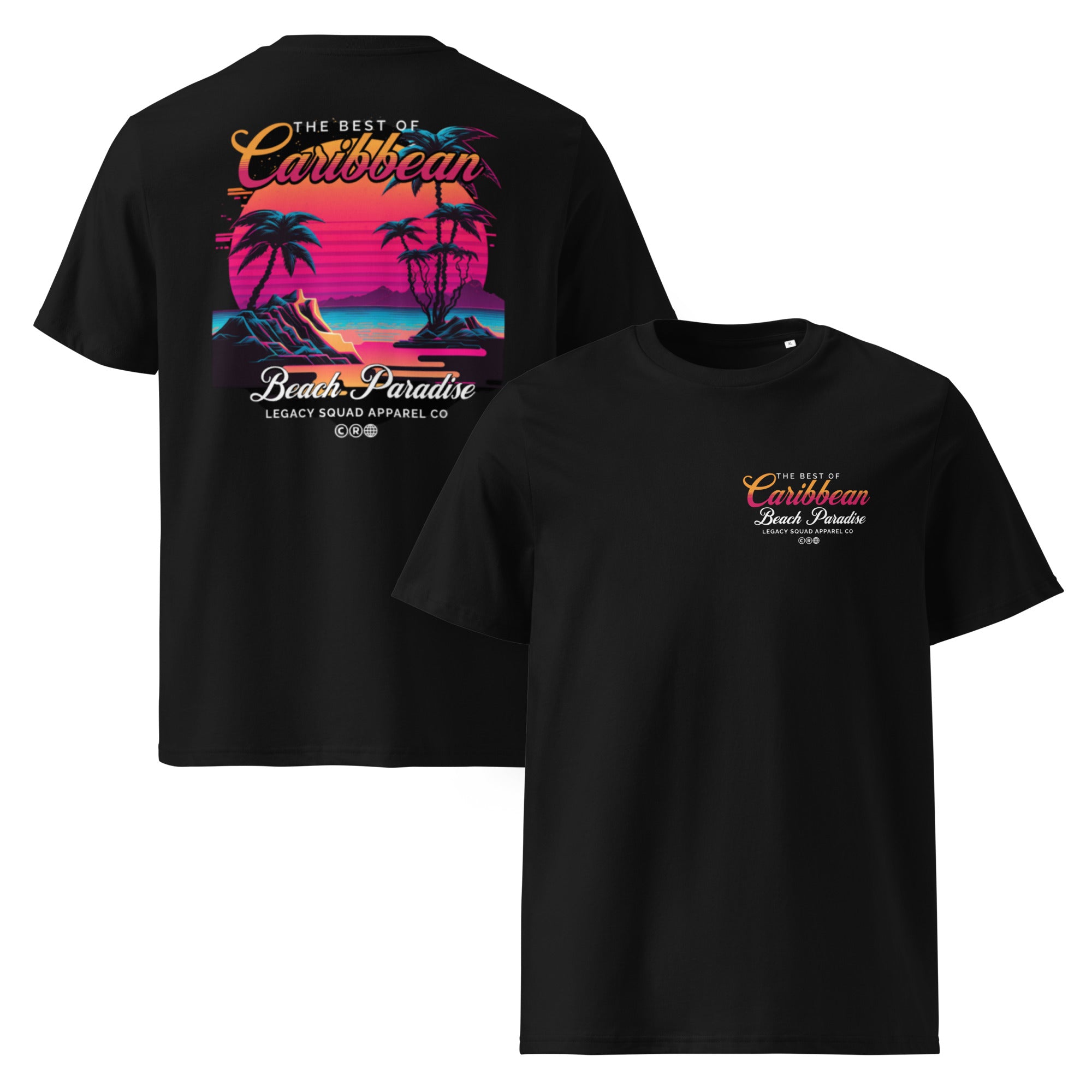 T-SHIRT UNISEXE NOIR CARIBBEAN BEACH PARADISE - BLACK LEGACY STREETWEAR