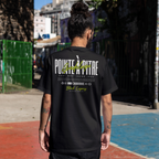 T-SHIRT UNISEXE NOIR MODELE DE DOS - POINTE À PITRE FLUO - BLACK LEGACY STREETWEAR