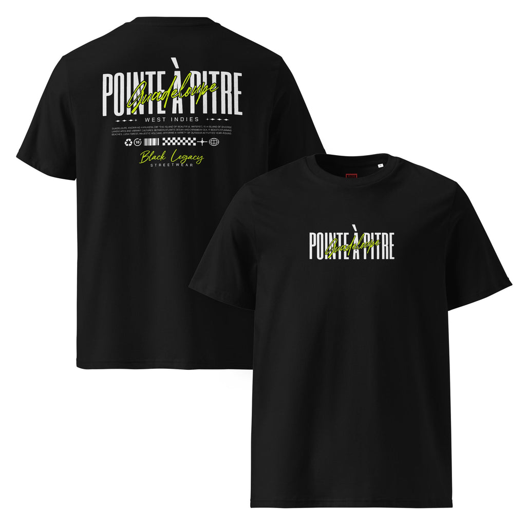 T-SHIRT UNISEXE NOIR RECTO VERSO - POINTE À PITRE FLUO - BLACK LEGACY STREETWEAR