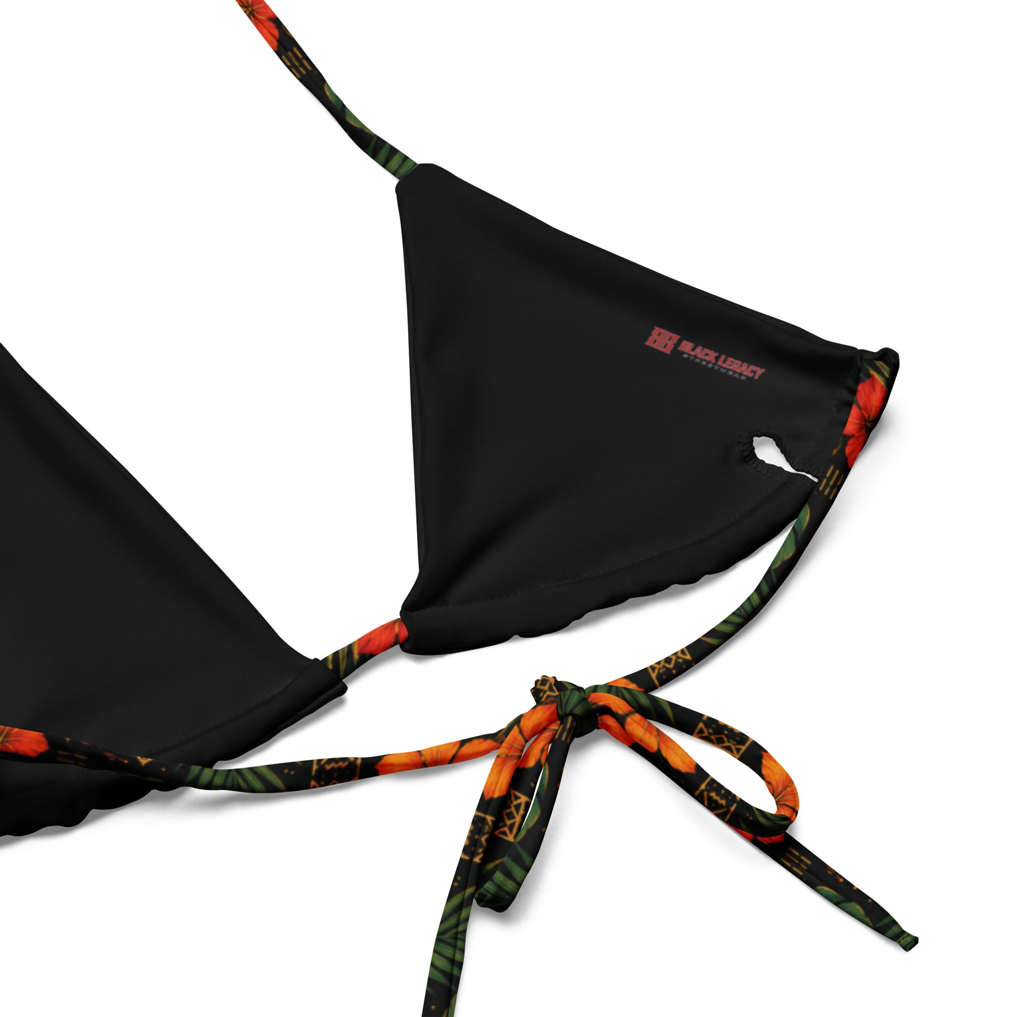 BIKINI À CORDON - HIBISCUS TROPICAL -  BLACK LEGACY STREETWEAR