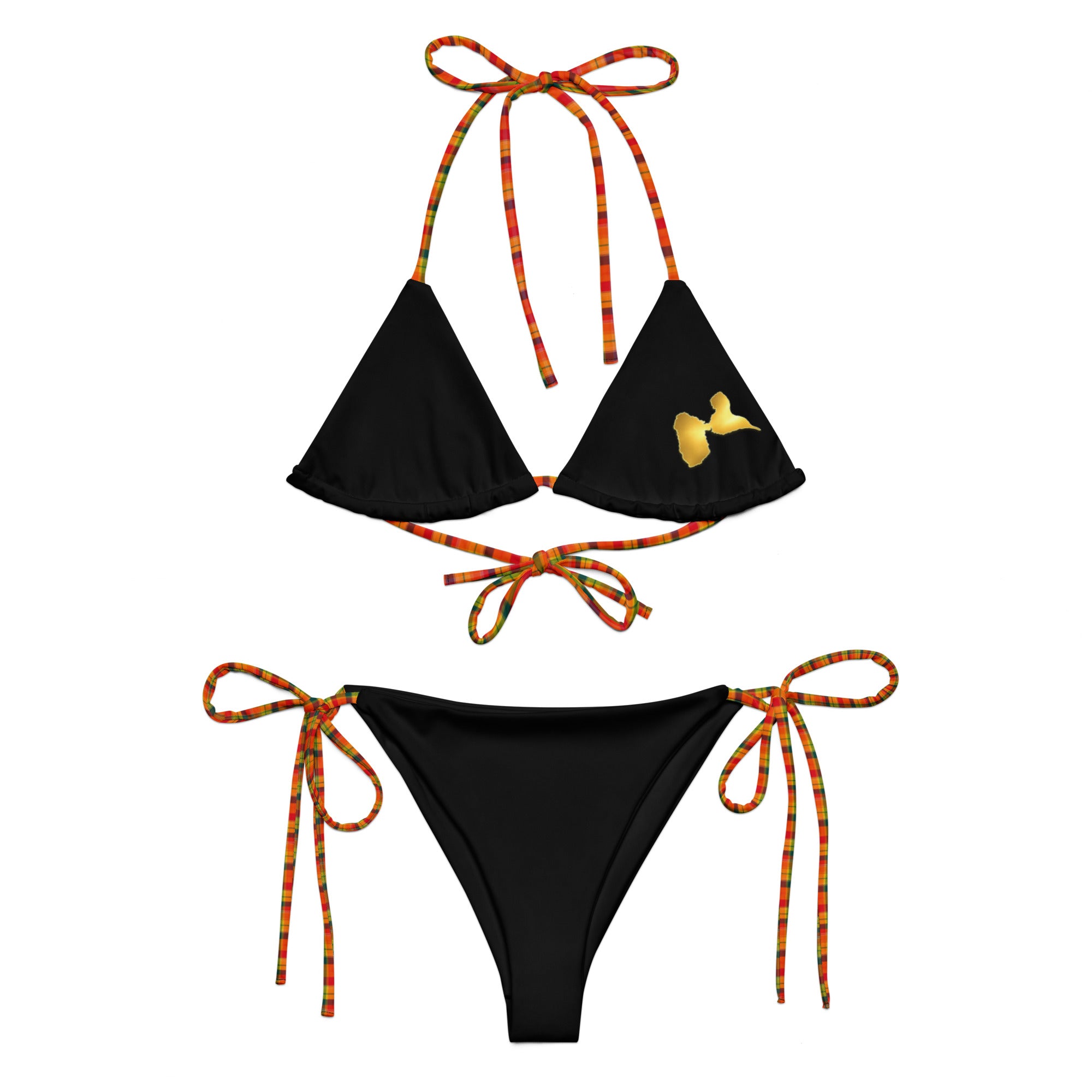 Bikini à cordon madras - Guadeloupe doré - BLACK LEGACY STREETWEAR
