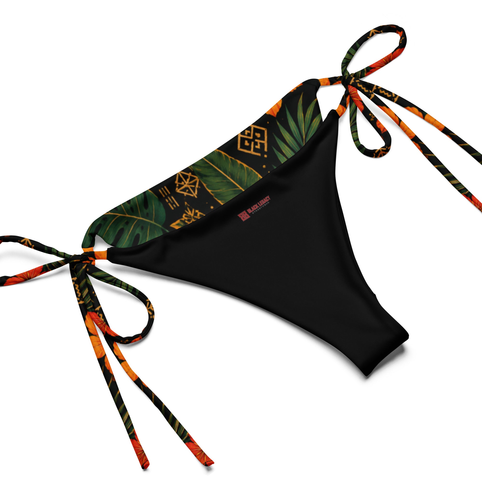 BIKINI À CORDON - HIBISCUS TROPICAL -  BLACK LEGACY STREETWEAR