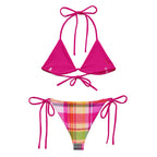 BIKINI À CORDON IMPRIMÉ EN MADRAS ROSE - BLACK LEGACY STREETWEAR