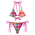 BIKINI À CORDON IMPRIMÉ EN MADRAS ROSE - BLACK LEGACY STREETWEAR