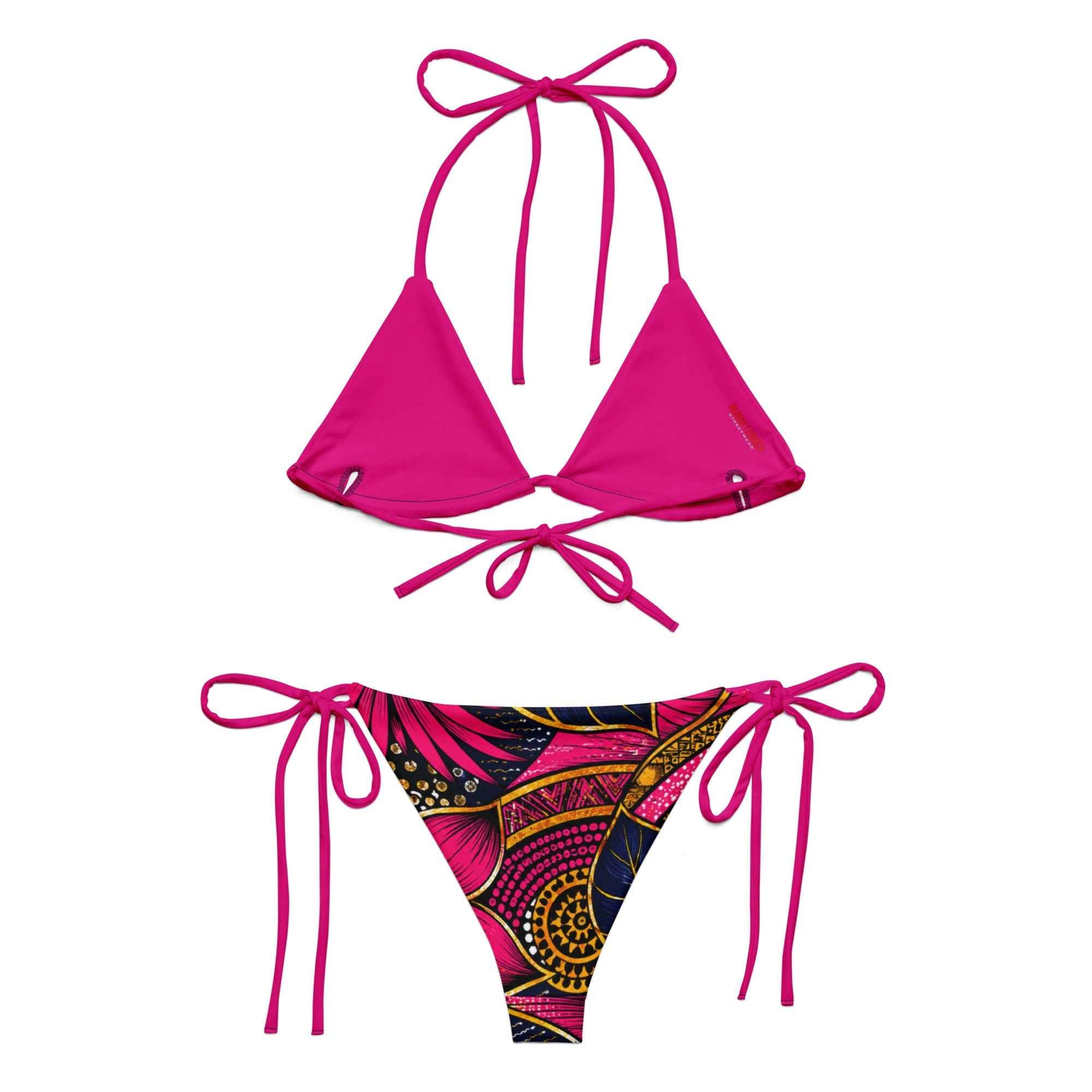 BIKINI À CORDON ROSE IMPRIMÉ EN  WAX - BLACK LEGACY STREETWEAR