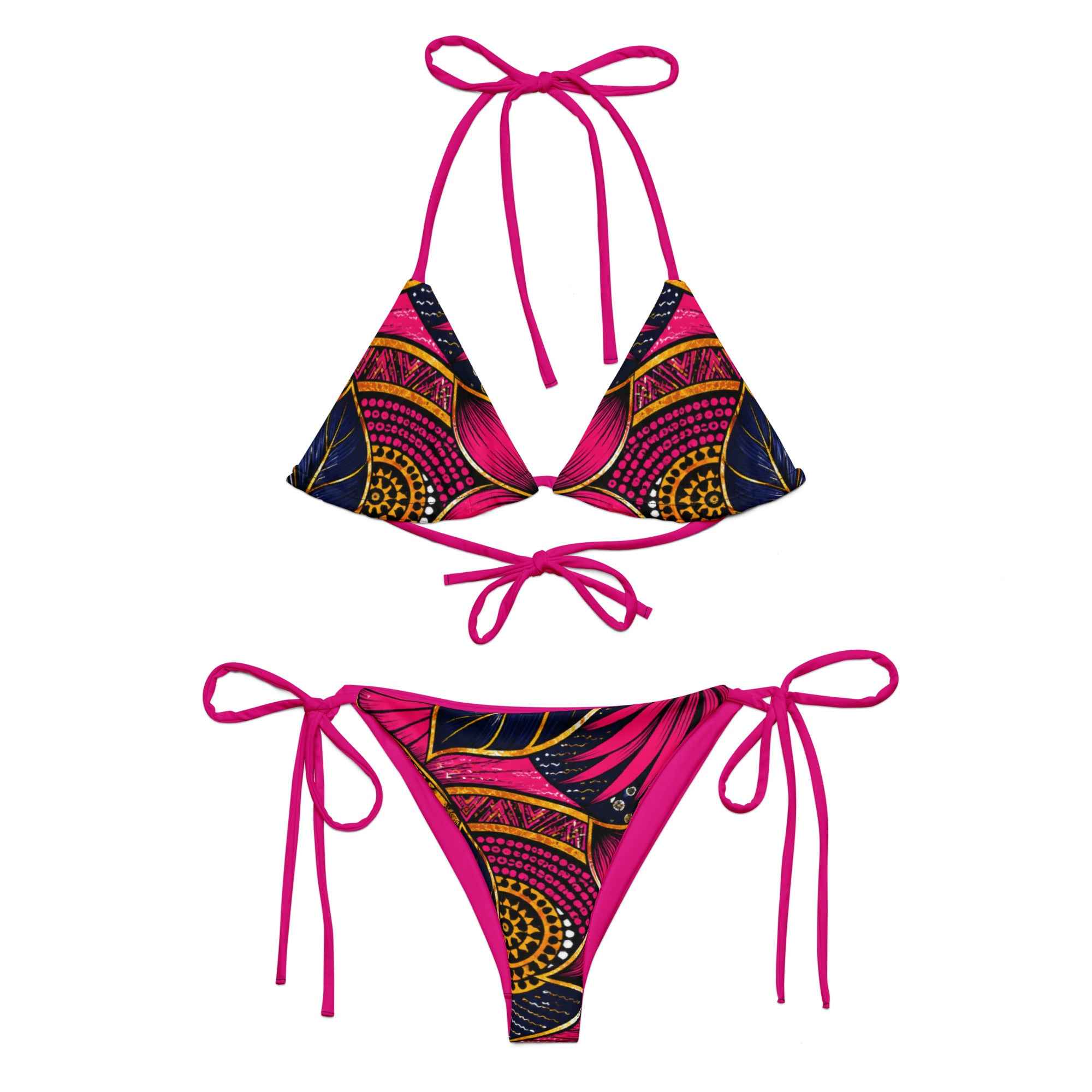 BIKINI À CORDON ROSE IMPRIMÉ EN  WAX - BLACK LEGACY STREETWEAR