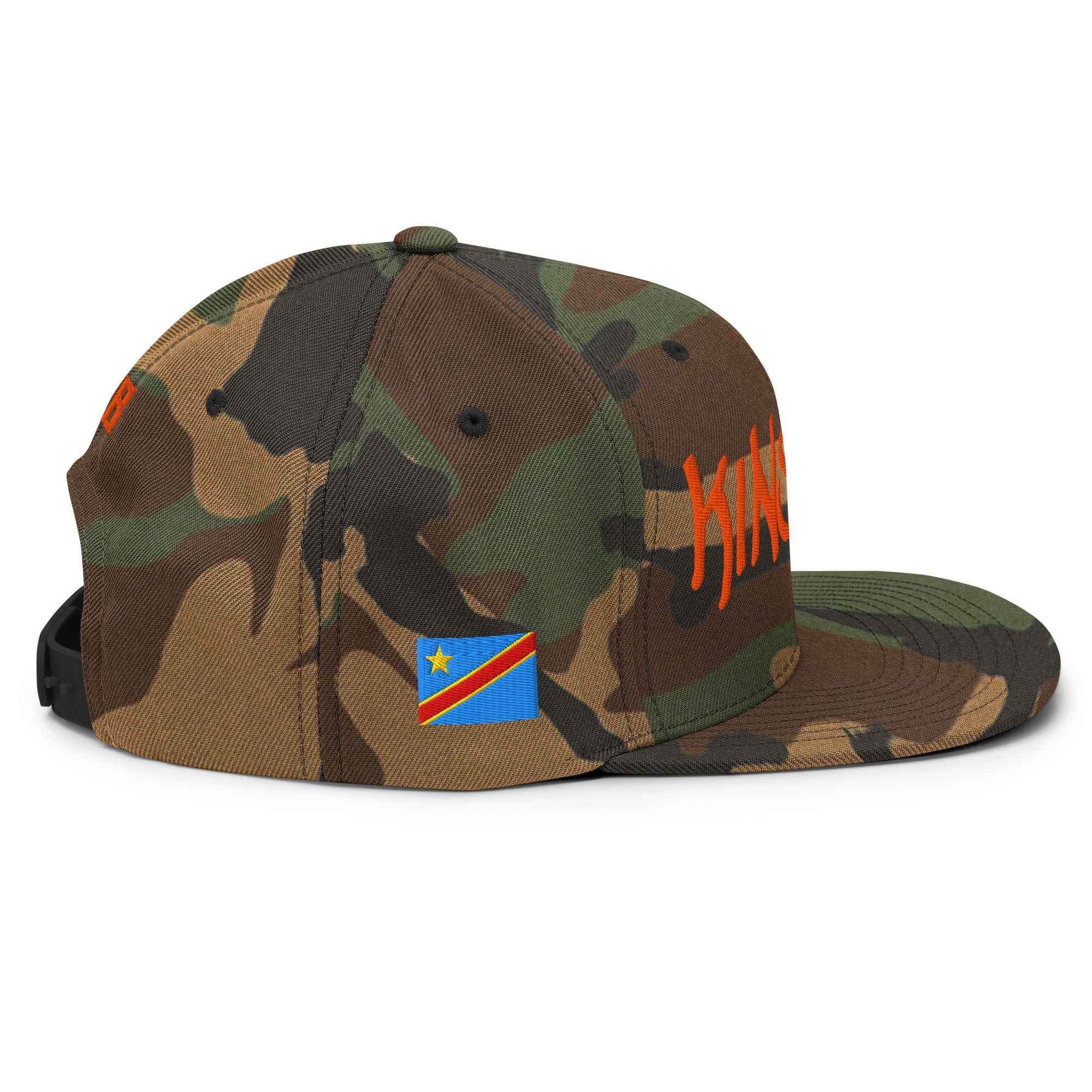 CASQUETTE SNAPBACK KINSHASA BRODERIE 3D PUFFY VERT CAMOUFLAGE BLACK LEGACY STREETWEAR