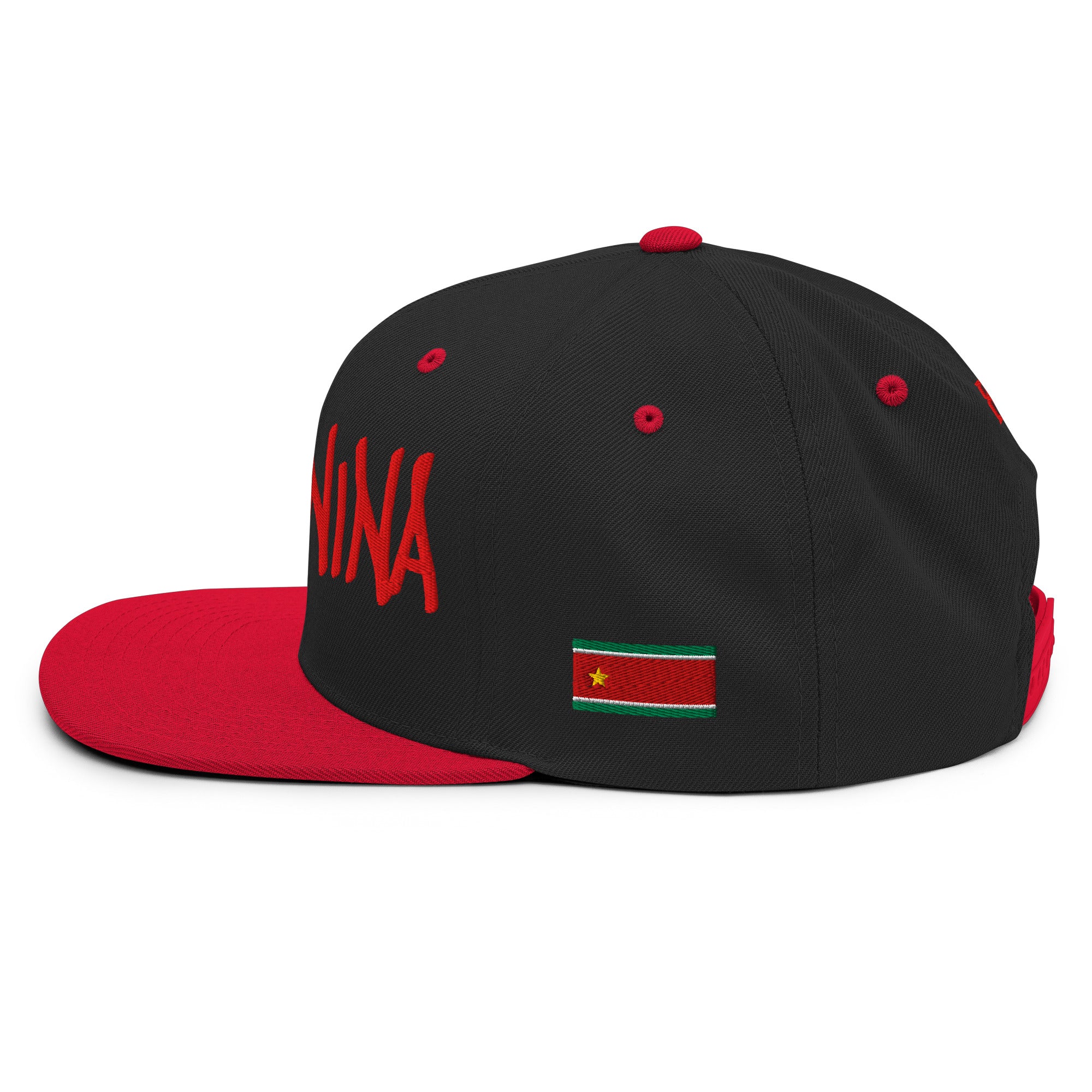 CASQUETTE SNAPBACK GWADININA - DRAPEAU GUADELOUPE - DRAPEAU MARTINIQUE - BRODERIE 3D PUFFY NOIRE/ROUGE - BLACK LEGACY STREETWEAR