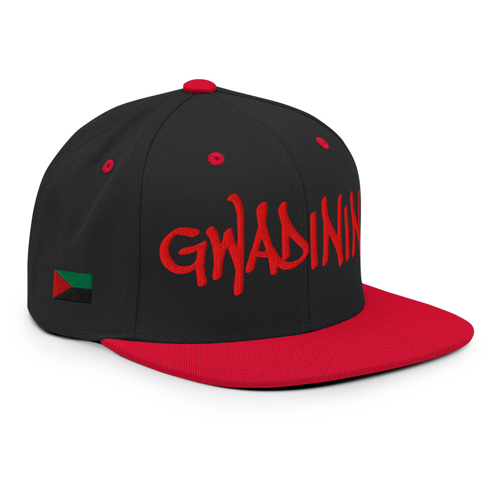 CASQUETTE SNAPBACK GWADININA - DRAPEAU GUADELOUPE - DRAPEAU MARTINIQUE - BRODERIE 3D PUFFY NOIRE/ROUGE - BLACK LEGACY STREETWEAR