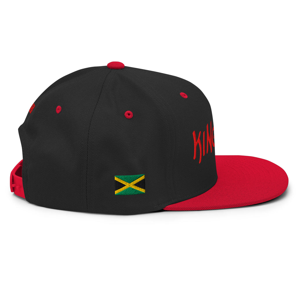 CASQUETTE SNAPBACK KINGSTON - DRAPEAU JAMAIQUE - BRODERIE 3D PUFFY NOIRE/ROUGE - BLACK LEGACY STREETWEAR