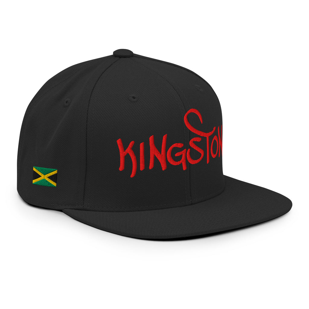 CASQUETTE SNAPBACK KINGSTON - DRAPEAU JAMAIQUE - BRODERIE 3D PUFFY NOIRE - BLACK LEGACY STREETWEAR