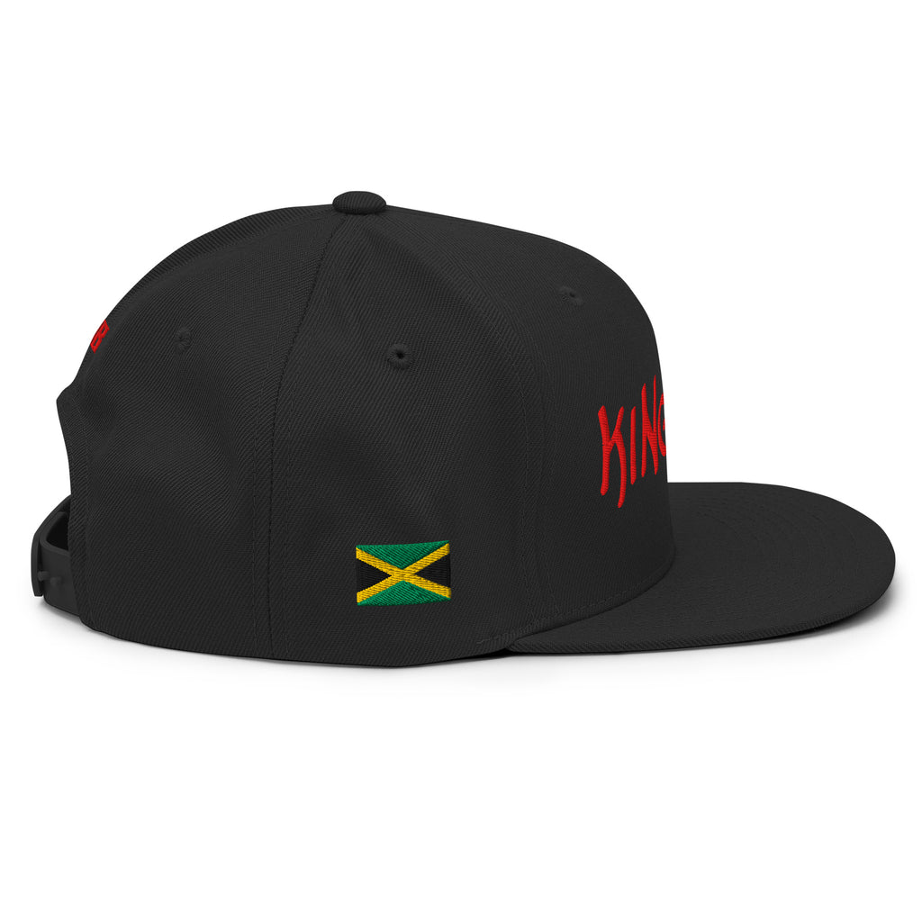 CASQUETTE SNAPBACK KINGSTON - DRAPEAU JAMAIQUE - BRODERIE 3D PUFFY NOIRE - BLACK LEGACY STREETWEAR