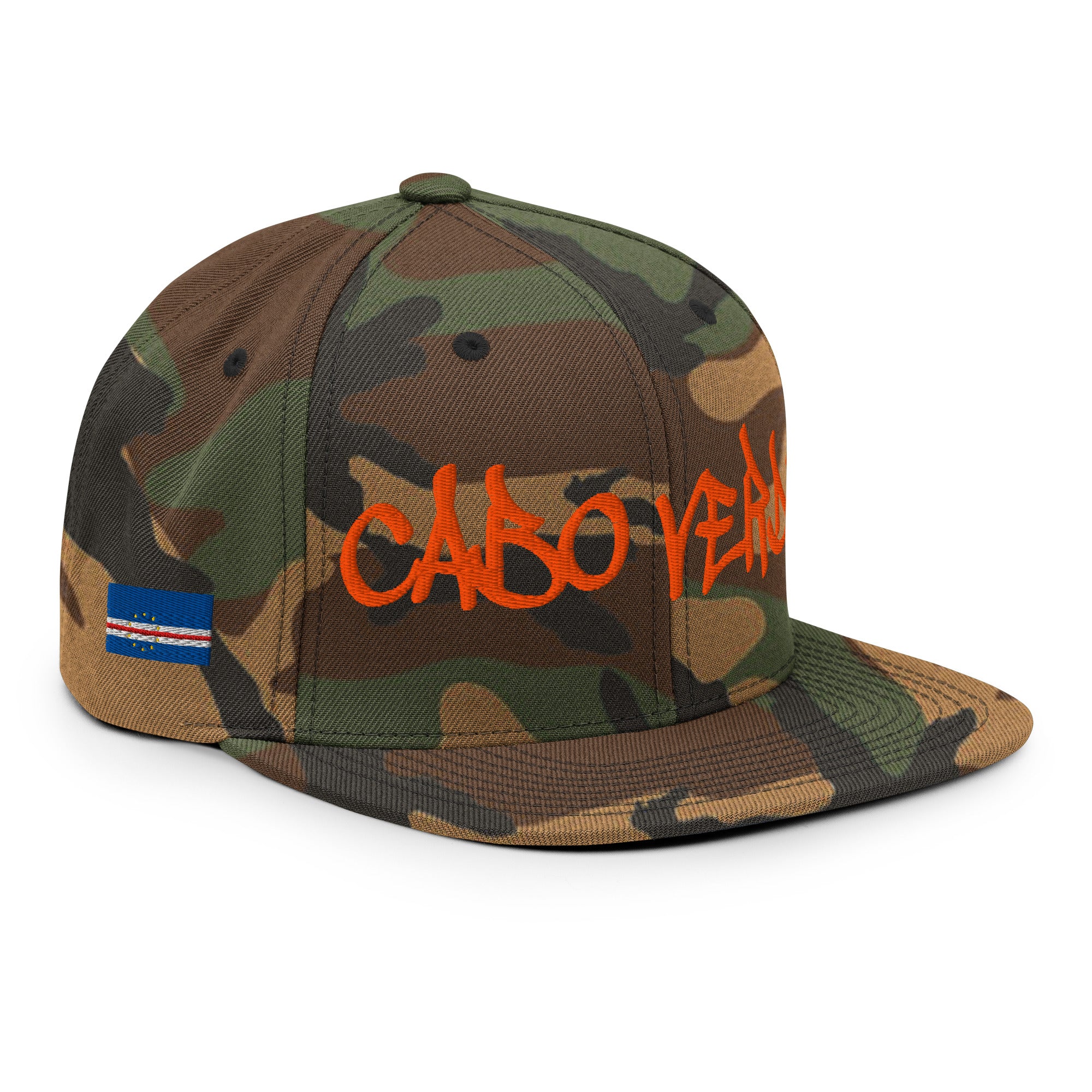 CASQUETTE SNAPBACK CABO VERDE - DRAPEAU CAP-VERT - BRODERIE 3D PUFFY VERT CAMOUFLAGE - BLACK LEGACY STREETWEAR