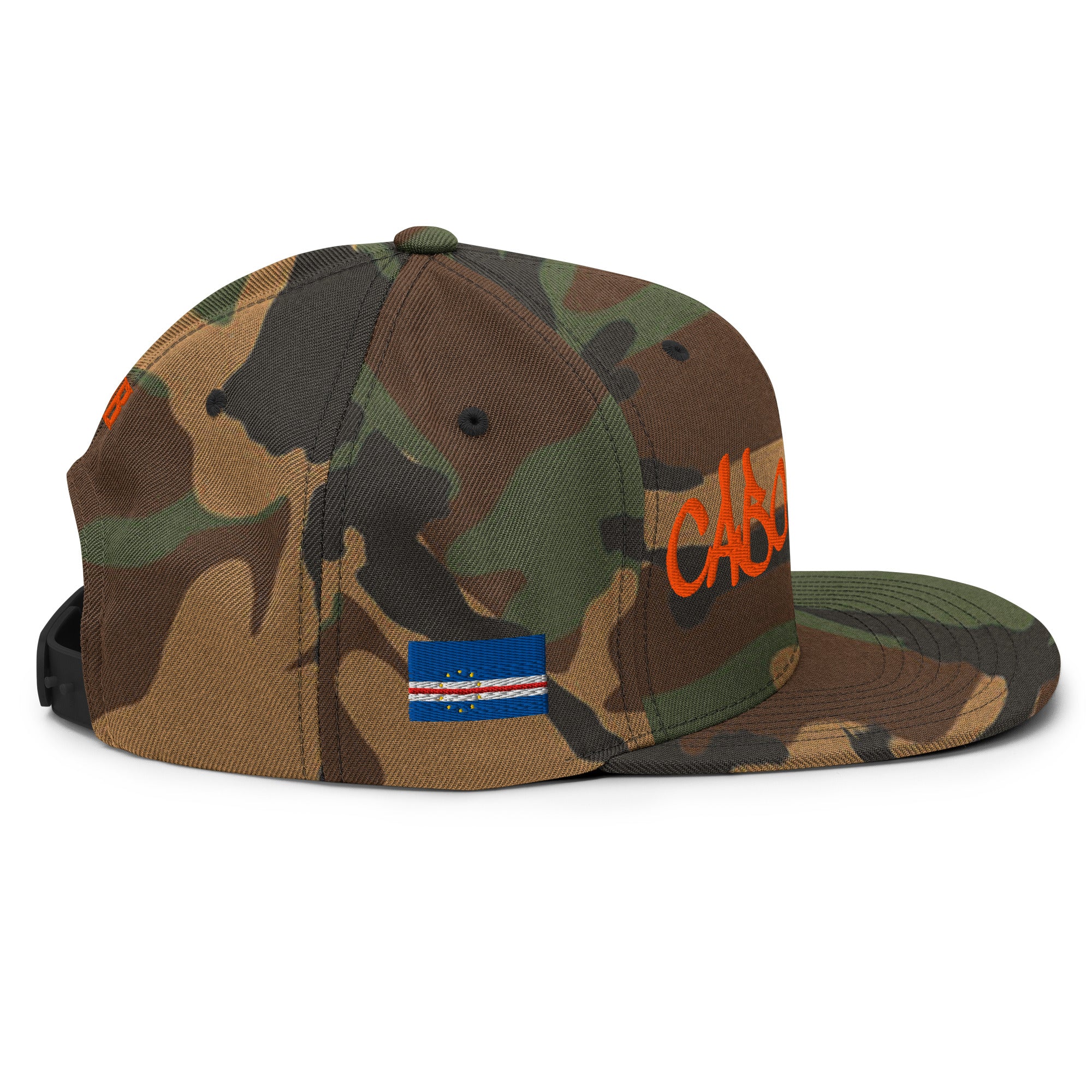 CASQUETTE SNAPBACK CABO VERDE - DRAPEAU CAP-VERT - BRODERIE 3D PUFFY VERT CAMOUFLAGE - BLACK LEGACY STREETWEAR
