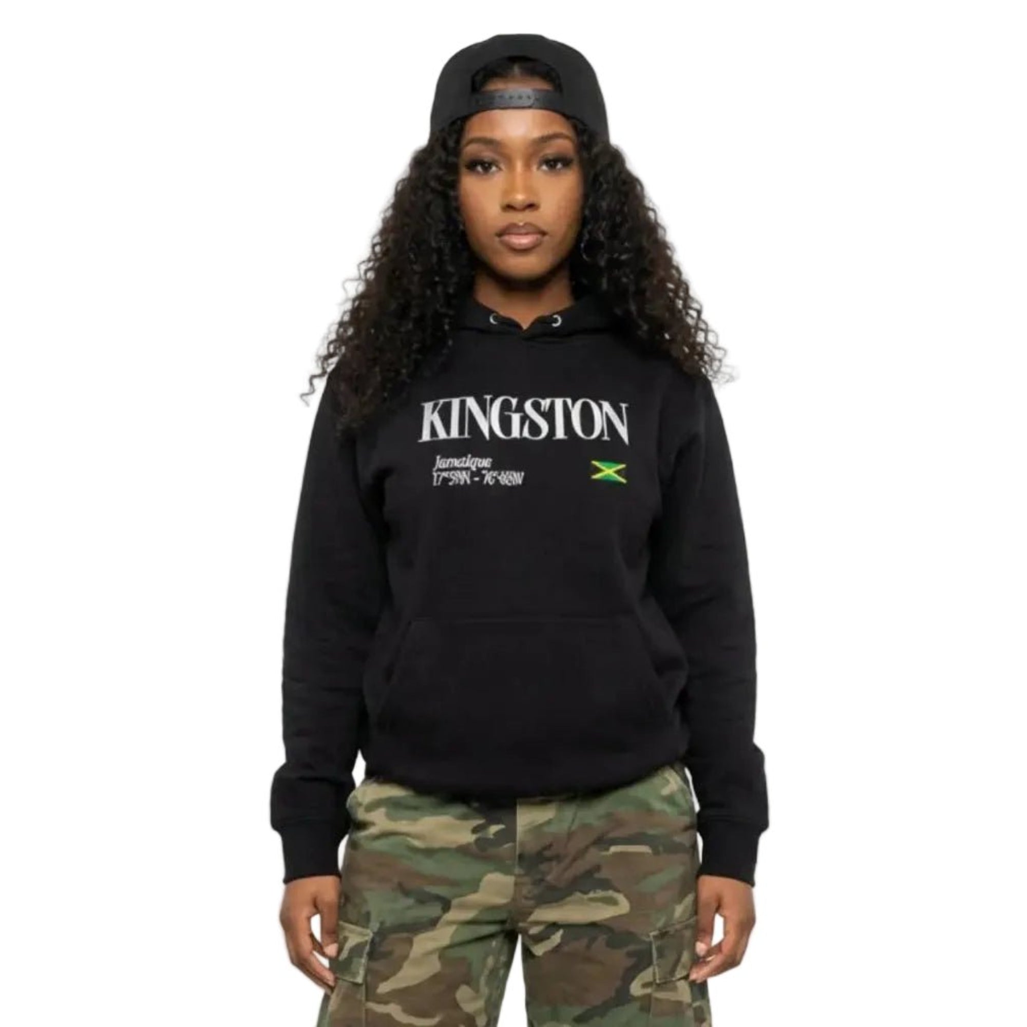 SWEAT À CAPUCHE UNISEXE - KINGSTON - DRAPEAU JAMAIQUE - BLACK LEGACY STREETWEAR