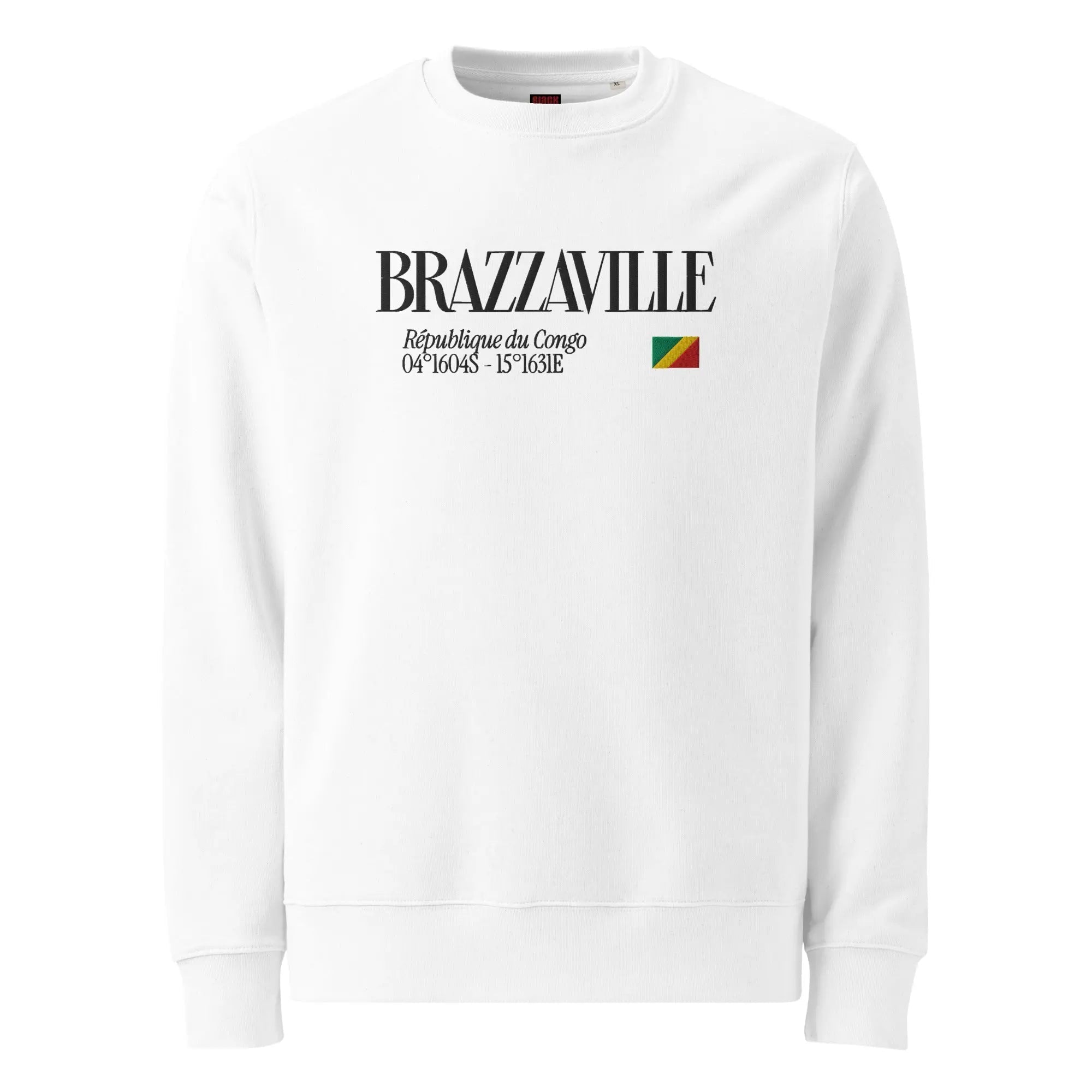 SWEATSHIRT UNISEXE - BRAZZAVILLE BRODÉ - DRAPEAU CONGO - BLACK LEGACY STREETWEAR