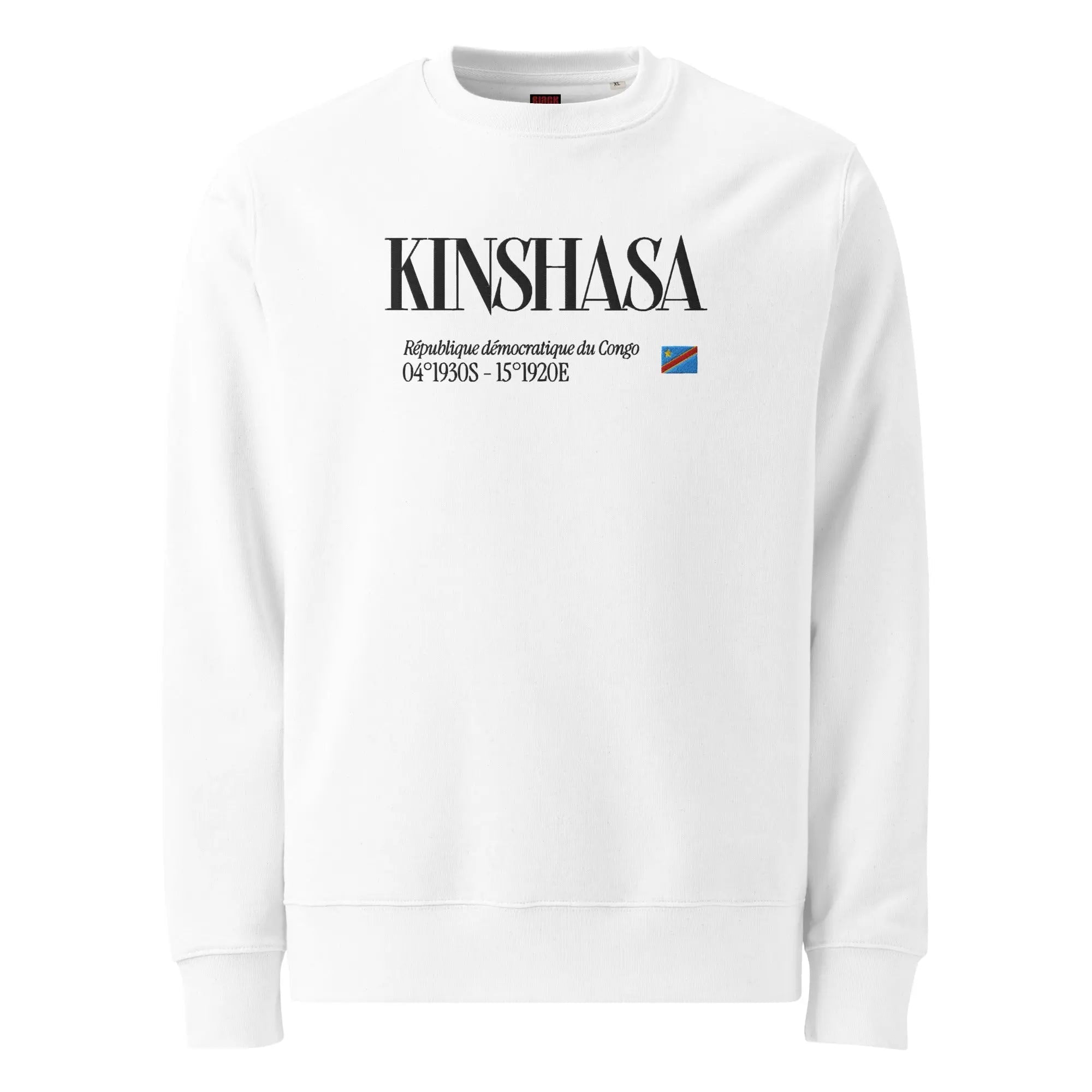 SWEATSHIRT UNISEXE - KINSHASA BRODÉ - DRAPEAU RDC - BLACK LEGACY STREETWEAR