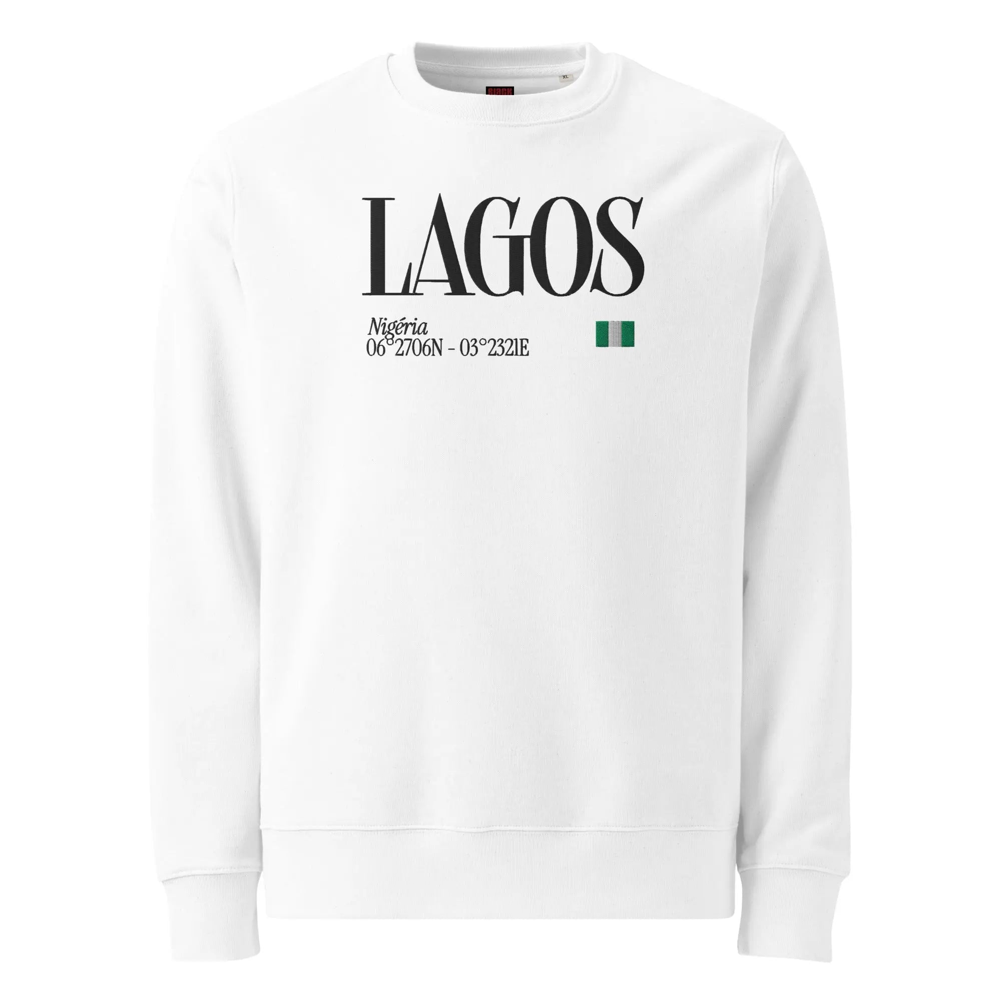 SWEATSHIRT UNISEXE - LAGOS BRODÉ - DRAPEAU NIGERIA - BLACK LEGACY STREETWEAR