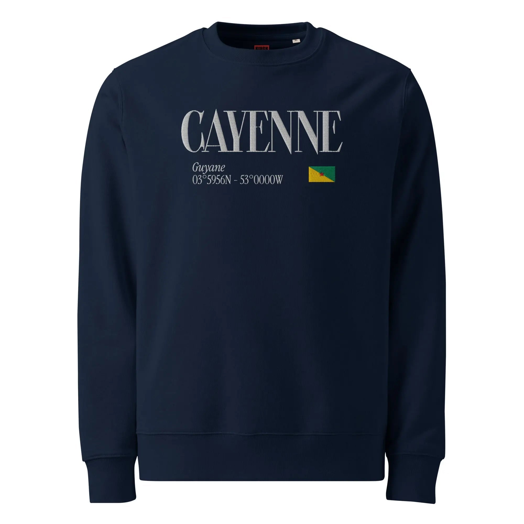 SWEATSHIRT UNISEXE - CAYENNE BRODÉ - DRAPEAU GUYANE - BLACK LEGACY STREETWEAR