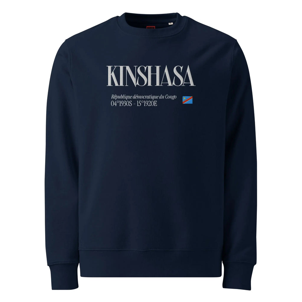 SWEATSHIRT UNISEXE - KINSHASA BRODÉ - DRAPEAU RDC - BLACK LEGACY STREETWEAR
