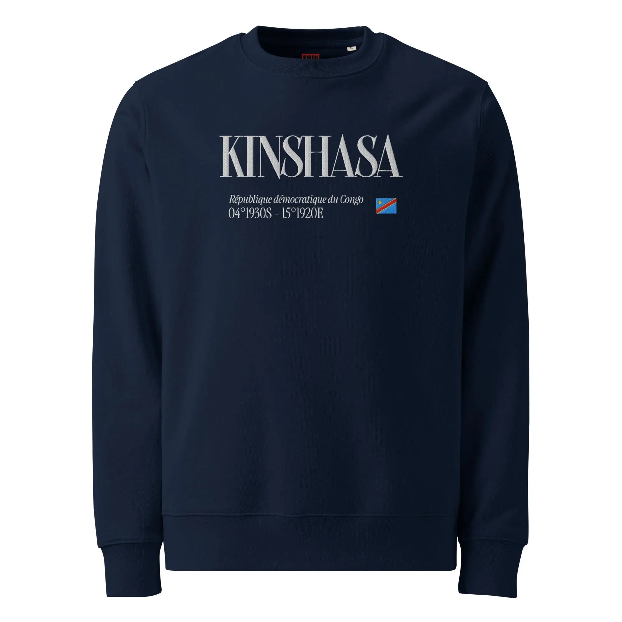 SWEATSHIRT UNISEXE - KINSHASA BRODÉ - DRAPEAU RDC - BLACK LEGACY STREETWEAR