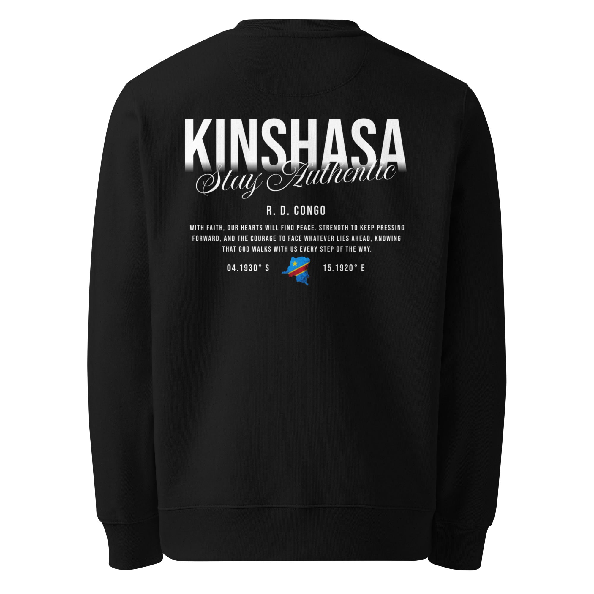 Sweatshirt unisexe - KINSHASA STAY AUTHENTIC - BLACK LEGACY STREETWEAR