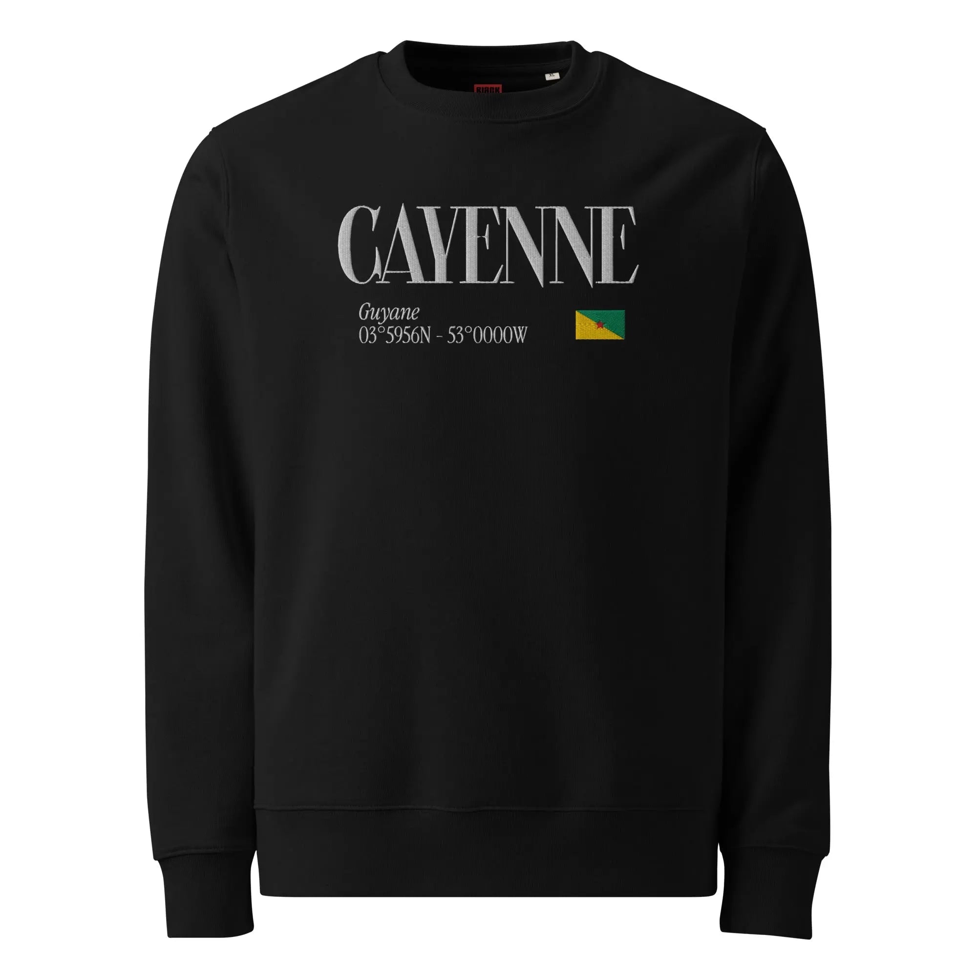 SWEATSHIRT UNISEXE - CAYENNE BRODÉ - DRAPEAU GUYANE - BLACK LEGACY STREETWEAR