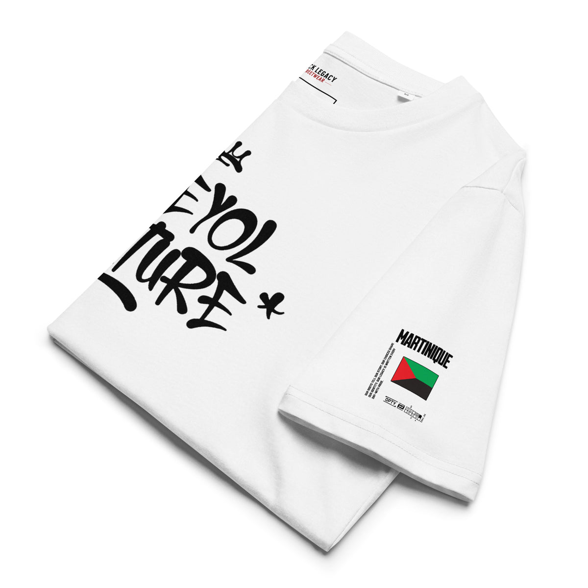 T-SHIRT UNISEXE - KREYOL CULTURE - DRAPEAU MARTINIQUE CARTE MADRAS - BLACK LEGACY STREETWEAR