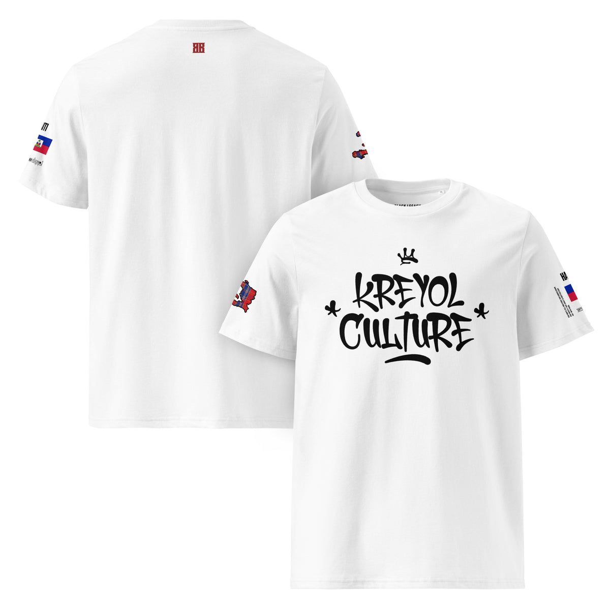 T-shirt unisexe - KREYOL CULTURE - DRAPEAU HAITI CARTE MADRAS - BLACK LEGACY STREETWEAR