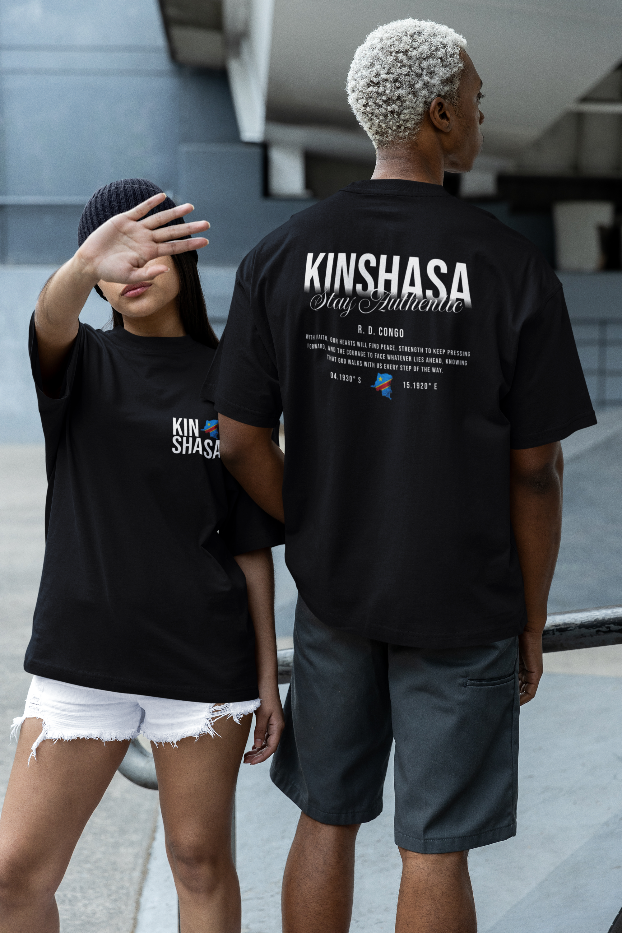 T-shirt unisexe - KINSHASA STAY AUTHENTIC BLACK LEGACY STREETWEAR
