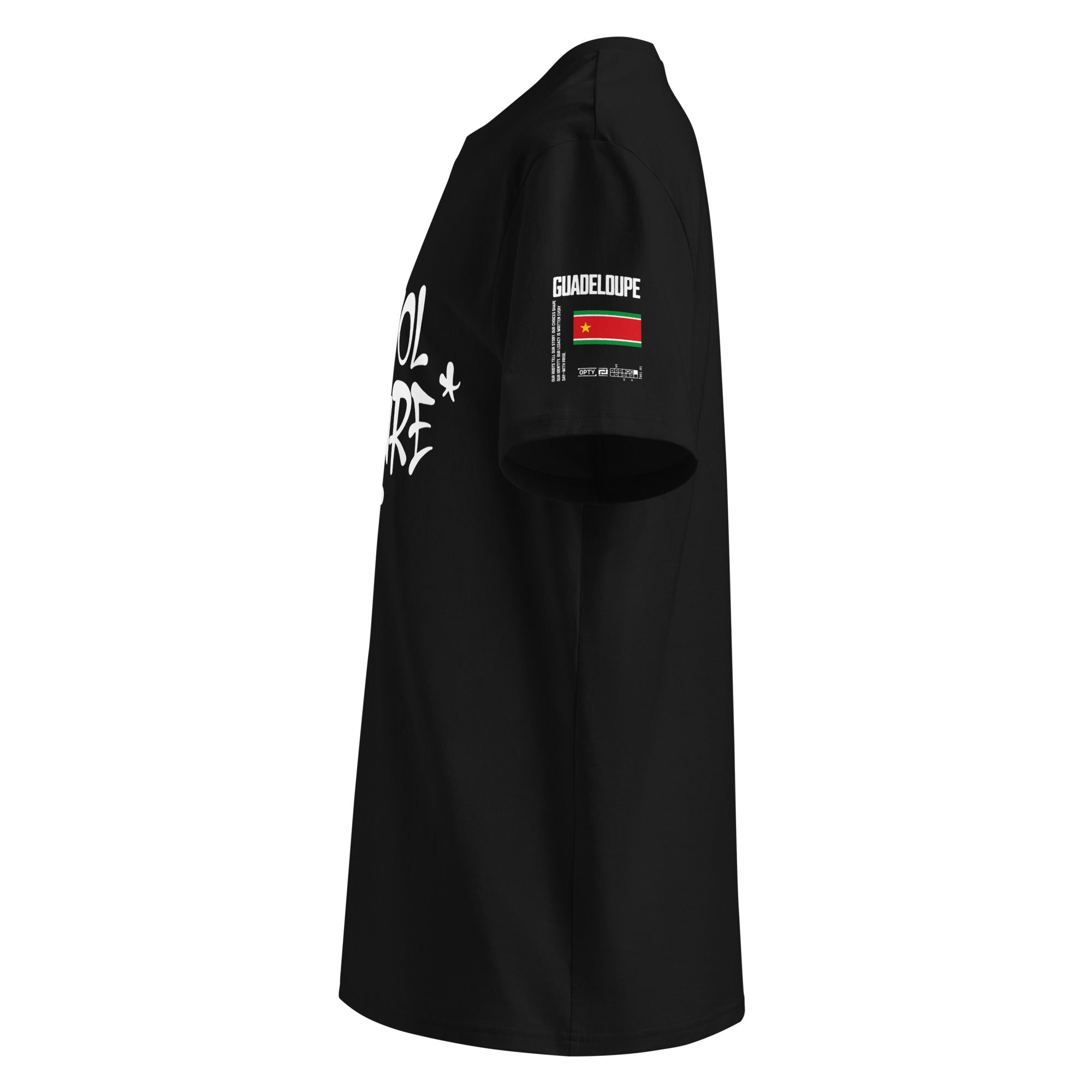 T-SHIRT UNISEXE NOIR - KREYOL CULTURE - DRAPEAU GUADELOUPE CARTE MADRAS - BLACK LEGACY STREETWEAR