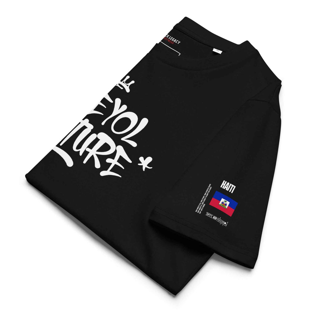 T-shirt unisexe - KREYOL CULTURE - DRAPEAU HAITI CARTE MADRAS - BLACK LEGACY STREETWEAR
