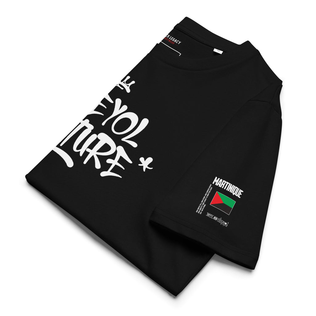 T-SHIRT UNISEXE - KREYOL CULTURE - DRAPEAU MARTINIQUE CARTE MADRAS - BLACK LEGACY STREETWEAR