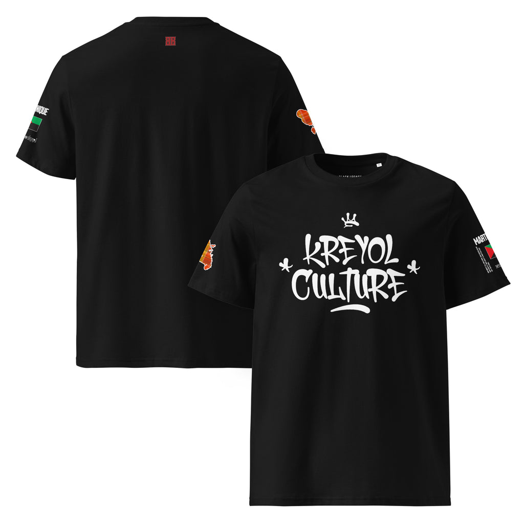 T-SHIRT UNISEXE - KREYOL CULTURE - DRAPEAU MARTINIQUE CARTE MADRAS - BLACK LEGACY STREETWEAR